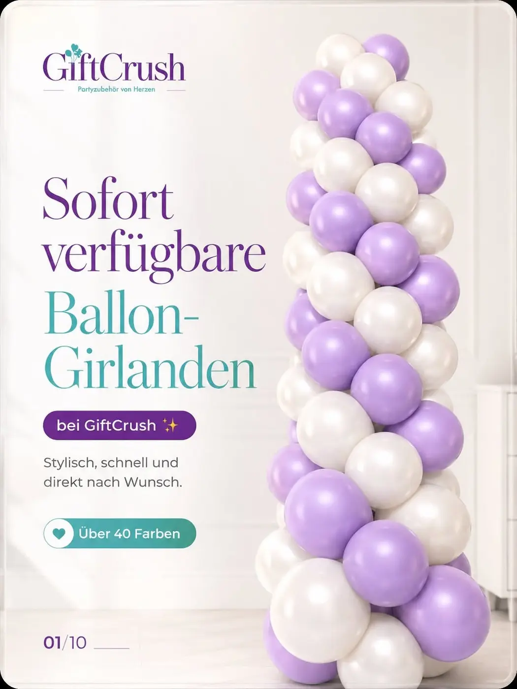 Lila-weiße Ballongirlande von GiftCrush