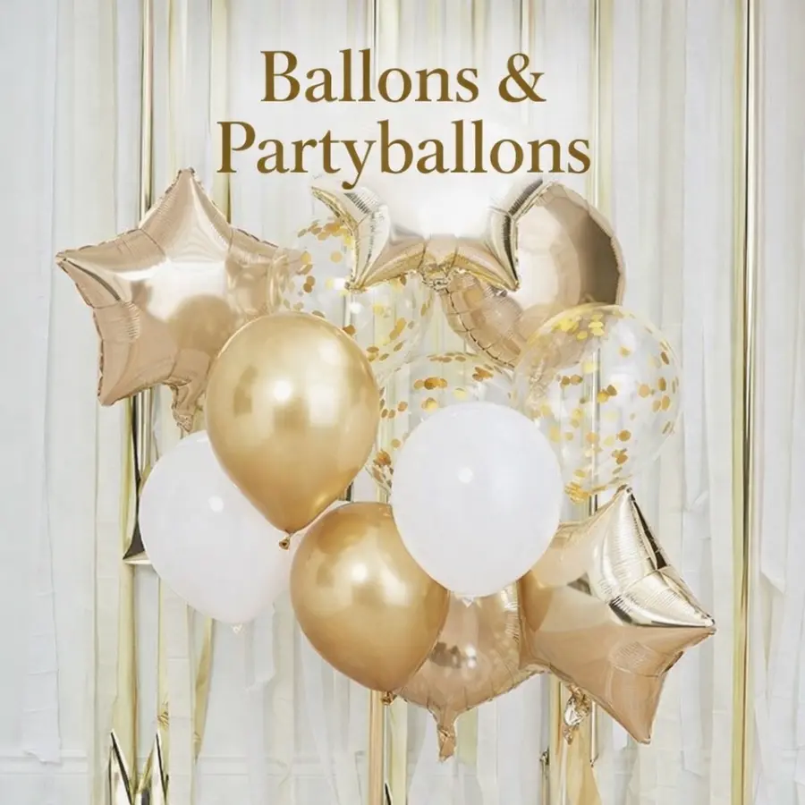 Ballons und Partyballons in Gold und Weiß